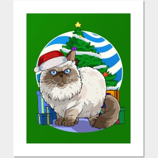 Himalayan Persian Cat Santa Christmas Gift Posters and Art